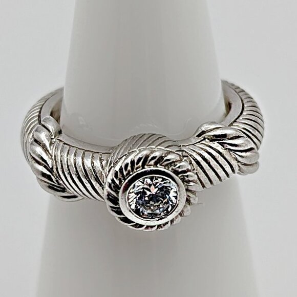 Judith Ripka Sterling Cable Ring - Solitaire Ring - CZ Ring - Picture 1 of 5